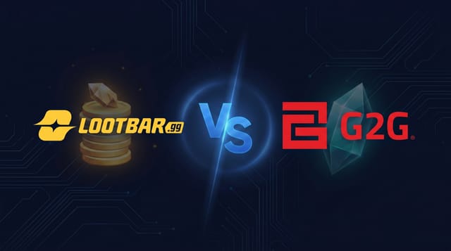 LootBar and G2G side-by-side comparison for buying game currency and top-ups